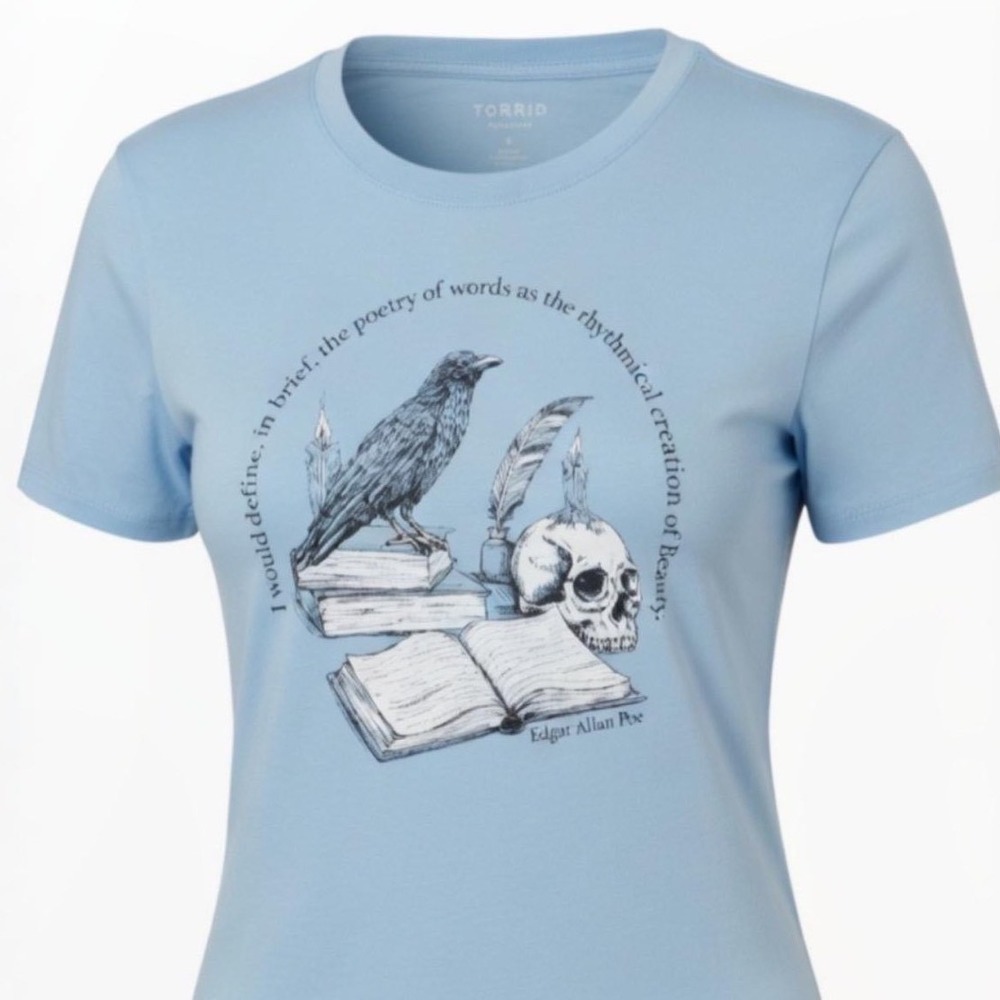 TORRID "Edgar Allen Poe" Classic Heritage Jersey Crew Tee NWT Size 3X - Picture 9 of 10